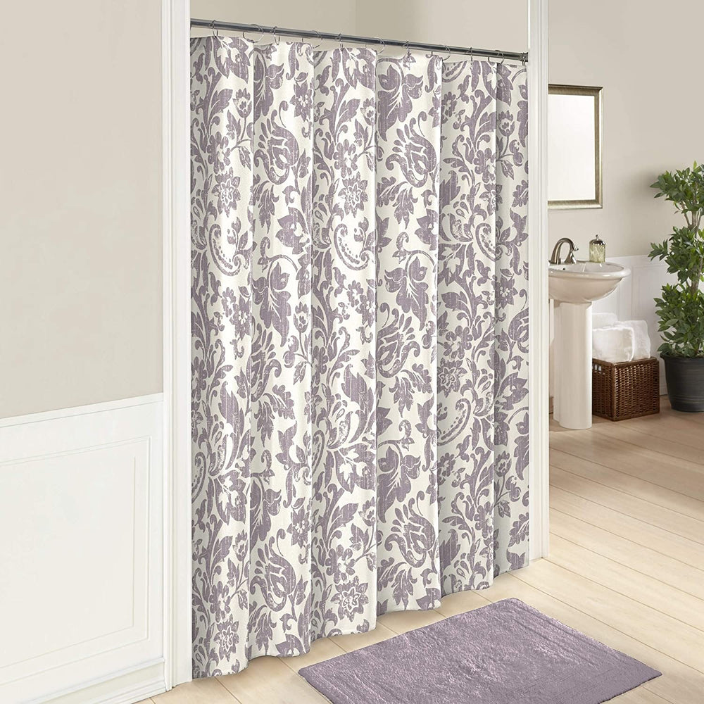 MISC Shower Curtain Grey Purple Graphic Cotton