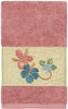 Turkish Cotton Floral Vine Embroidered Tea Rose 4 Piece Towel Set Pink Terry Cloth