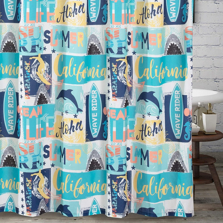 MISC Wave Rider Shower Curtain 72 X Inches Novelty Nautical Coastal Polyester