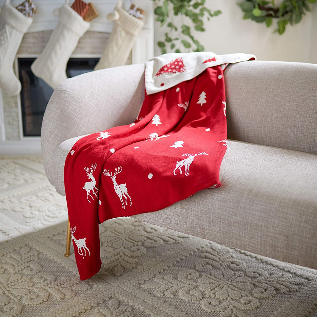 Unknown1 Holiday Miracle Red 50 X 60 inch Throw Blanket Graphic Cabin Lodge Cotton