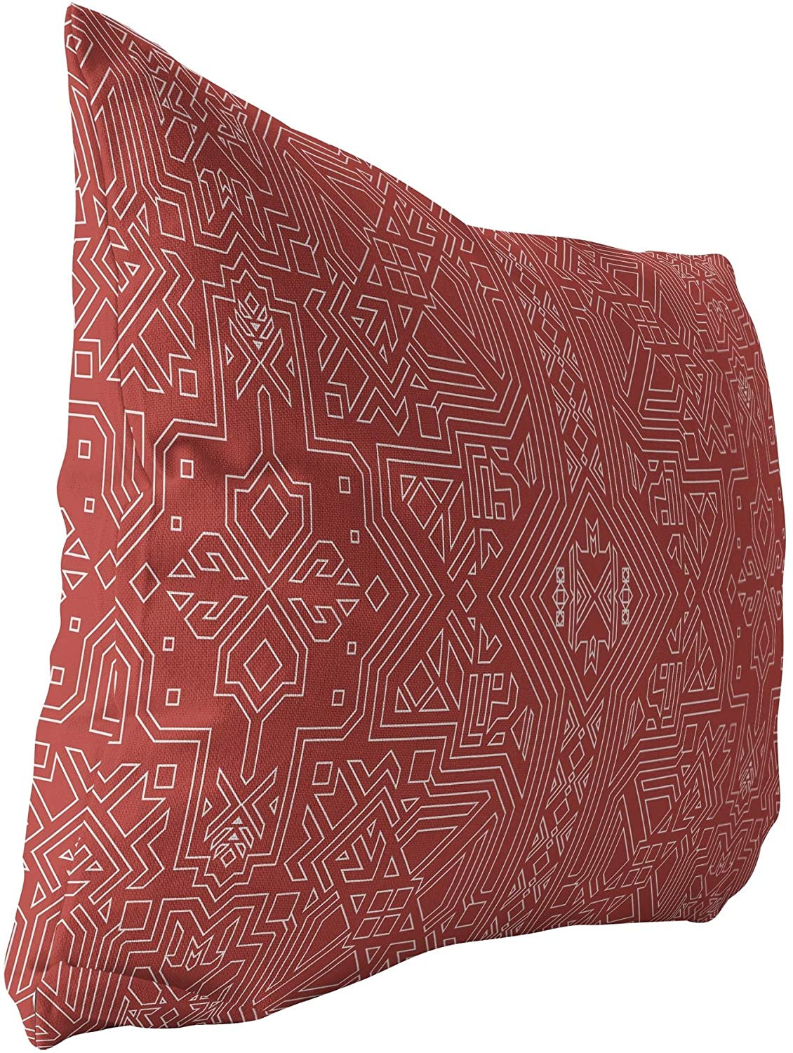 MISC Terracotta Indoor|Outdoor Lumbar Pillow by Designs 20x14 Orange Geometric Southwestern Polyester Removable Cover