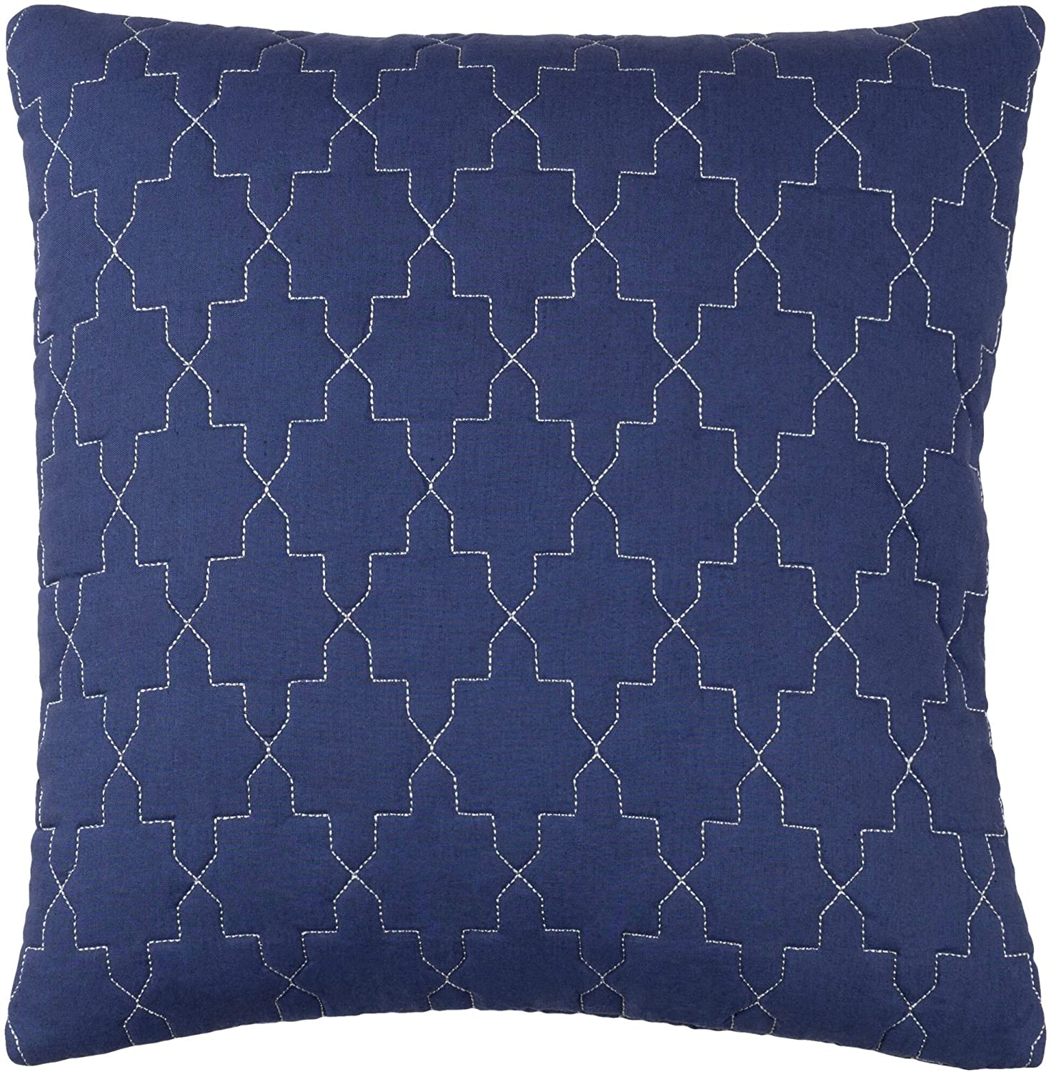 Decorative Navy 20 inch Throw Pillow Cover Blue Motif Cabin Lodge Cotton Linen One Removable