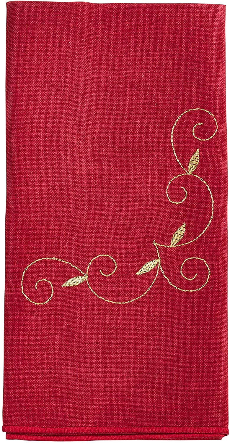 Holiday Napkins Embroidered Design (Set 4) Red