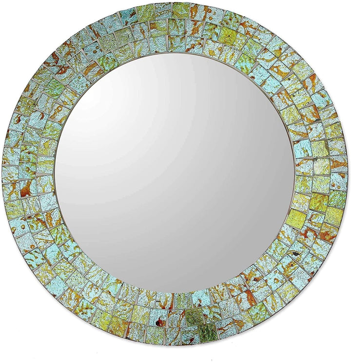 Handmade Aqua Splash Glass Mosaic Mirror