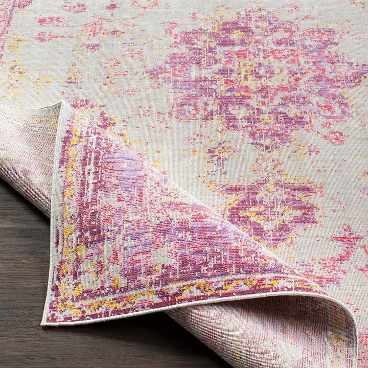 Vintage Distressed Oriental Pink Area Rug 2' X 3' Rectangle Polyester Latex Free