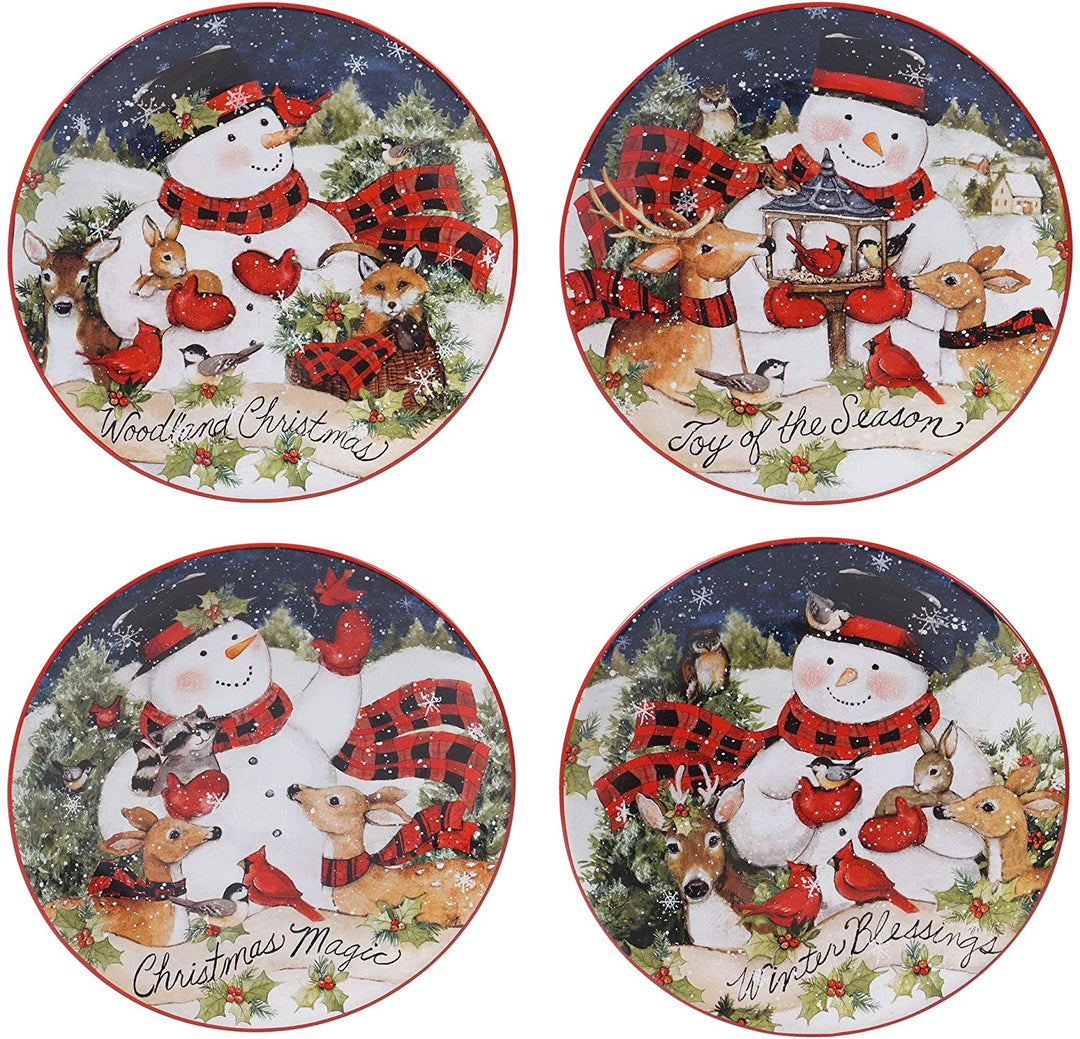 Magic Christmas Snowman 9 inch Salad/Dessert Plates (Set