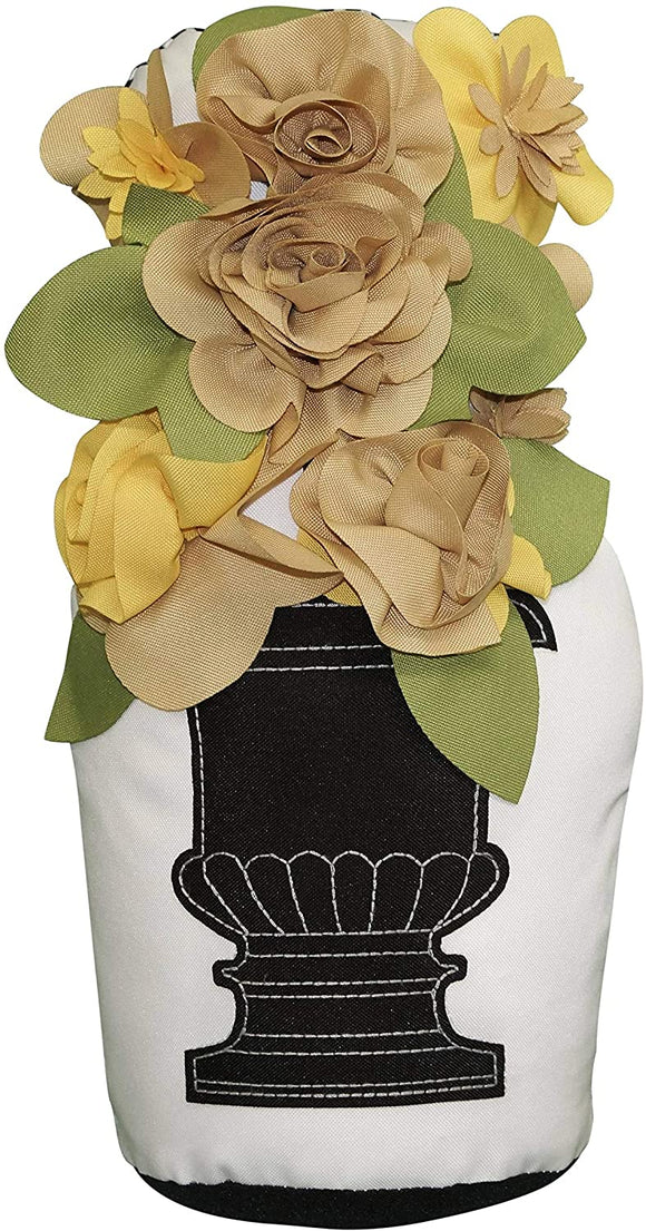 MISC Outdoor Potted Topiary Door Stopper Gold Floral Farmhouse Polyester