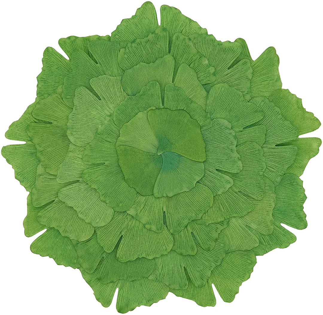 Cloth Table Mats Leaf Design (Set 4) Green Round Polyester