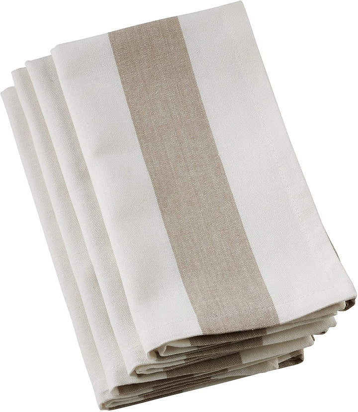 Brown Cotton Napkins Striped Design (Set 4) Stripe Casual