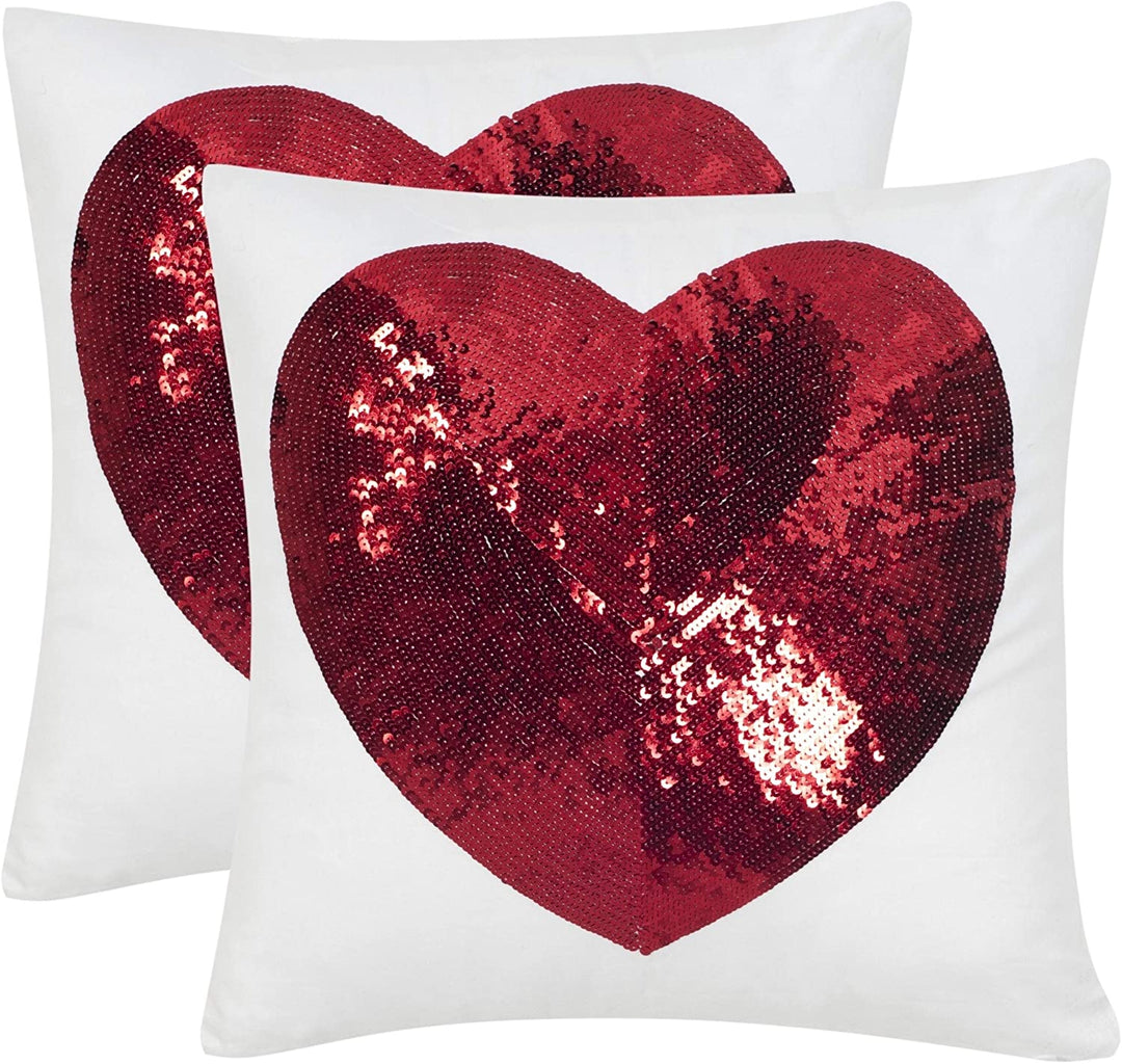 Sweet Heart 18 inch Red Decorative Throw Pillow (Set 2)