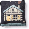 Unknown1 Moonlit Cabin Square Decorative Pillow Black Nature Lodge Cotton Removable Cover