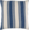 Navy 18 inch Throw Pillow Cover Blue Stripe Modern Contemporary Cotton One Removable
