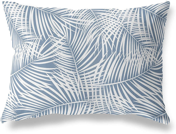 MISC Palm Play Blue Lumbar Pillow by Blue Floral Nautical Coastal Polyester Single Removable Cover