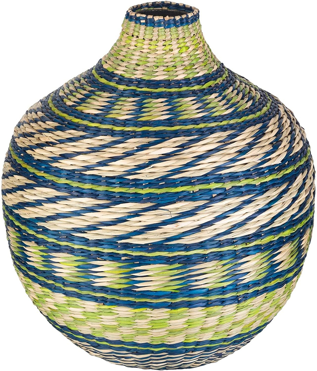 Lime Natural Fiber Bohemian 12" Decorative Vase Green