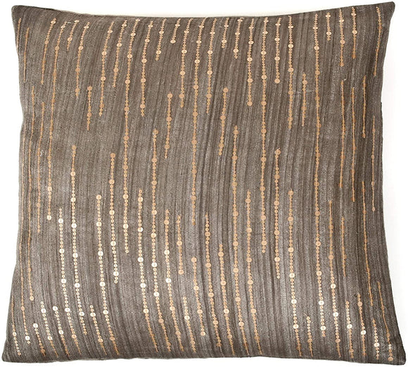 Handmade Sequins Charcoal Decorative Accent Pillow Grey Modern Contemporary