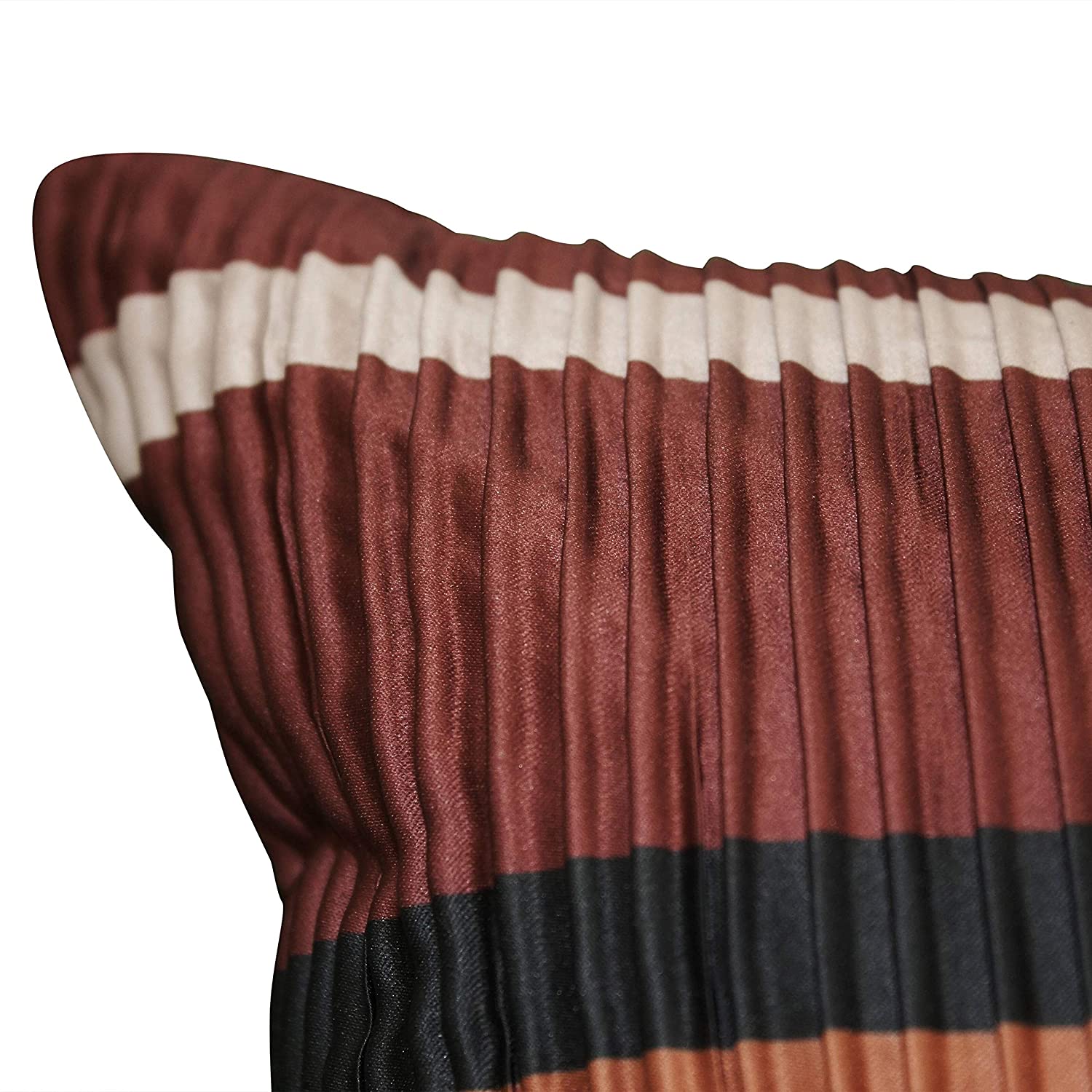 MISC Stripes Satin 19x19 Decorative Pillow Dark Red Purple Stripe Bohemian Eclectic Polyester