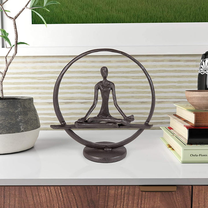 Meditation Circle Cast Iron Sculpture Brown Sports Bronze