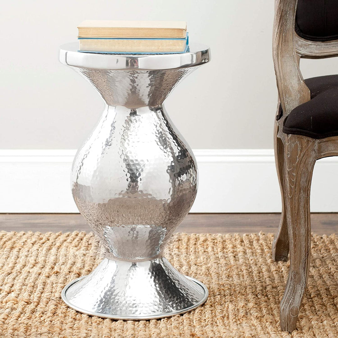 Silver Small Table 12 6" X 20 8" Modern Contemporary