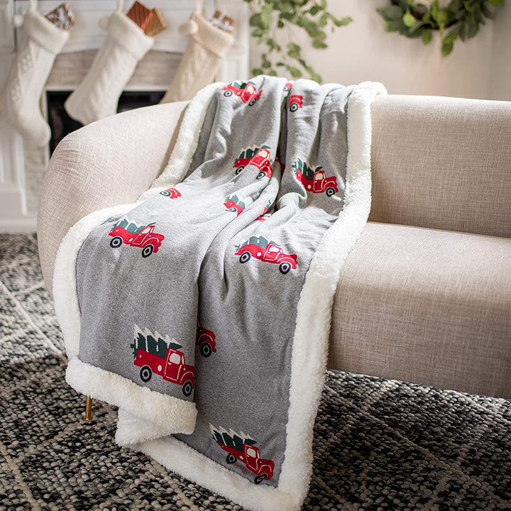 Holiday Grey 50 X 60 inch Throw Blanket Graphic Cabin