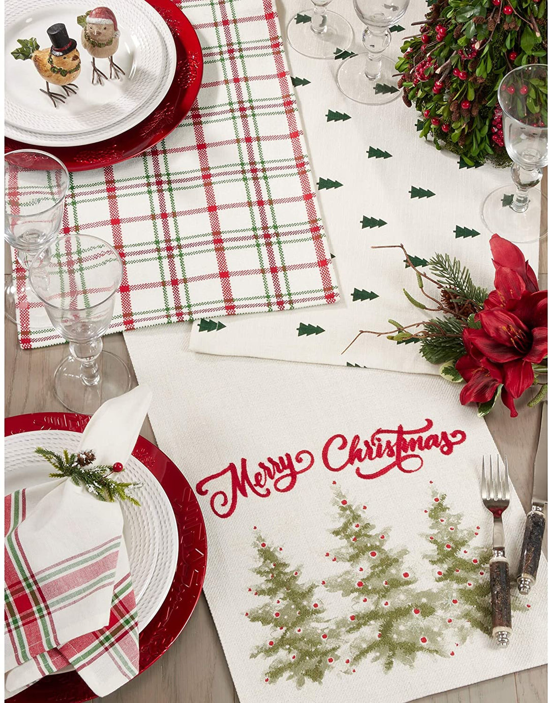 MISC Table Napkins Plaid Design (Set 4) Red Cotton