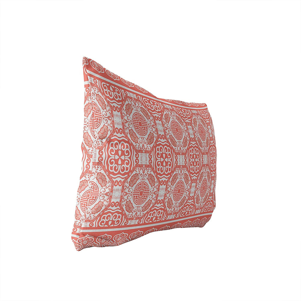 Lumbar Pillow Pink Geometric Global Polyester Single Removable Cover - Diamond Home USA