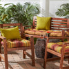 MISC 18 inch X 51 inch Outdoor Stripe Bench Cushion by Red Yellow Striped Traditional Transitional Polyester Fade Resistant Uv Water