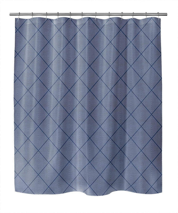 Tribal Diamond Indigo Shower Curtain by Blue Geometric Modern Contemporary Polyester
