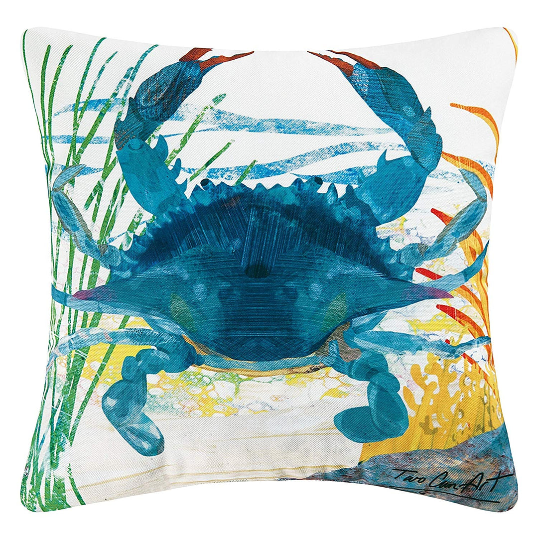 18 X 18 Inch Kids Blue White Sea Crab Indoor Outdoor Throw