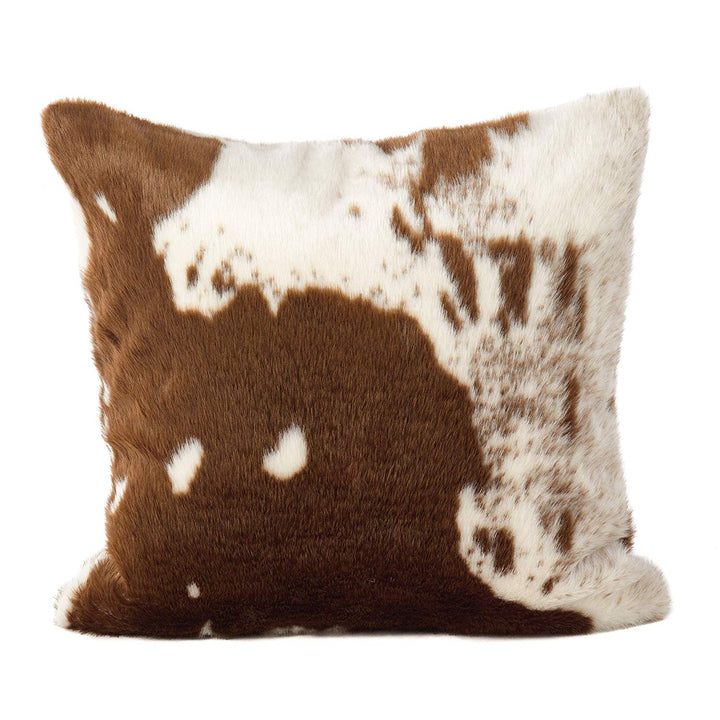 Brown White Cowhide Pillow Cow Hide Throw Pillow Faux Fur Design Western Urban Cowboy Pattern Cabin Lodge Farmhouse Animal Polyester