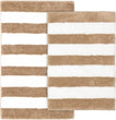MISC Beach Stripe Tan/White Bathroom Rug Set Brown Striped Nylon Size