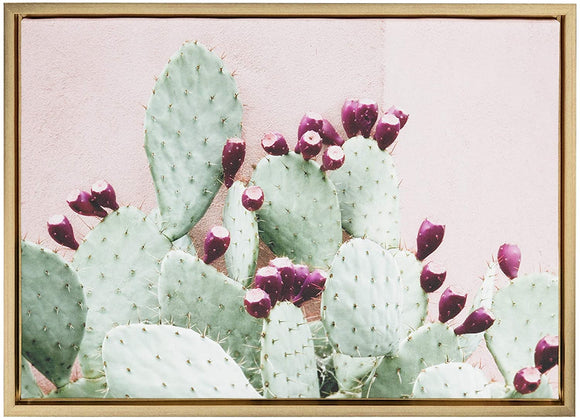 Cactus 25 Gold Framed Canvas Wall Art Amy 18x24 Modern Contemporary Rectangle