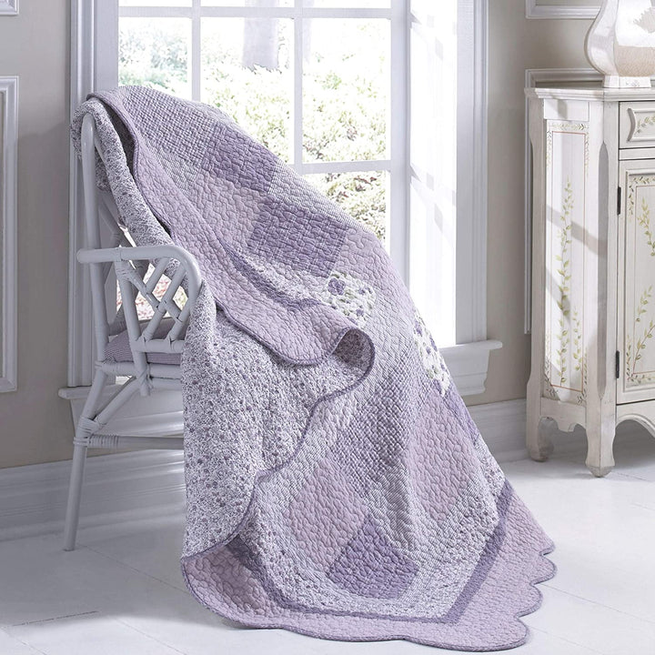 Lavender Rose Throw Purple Plaid French Country