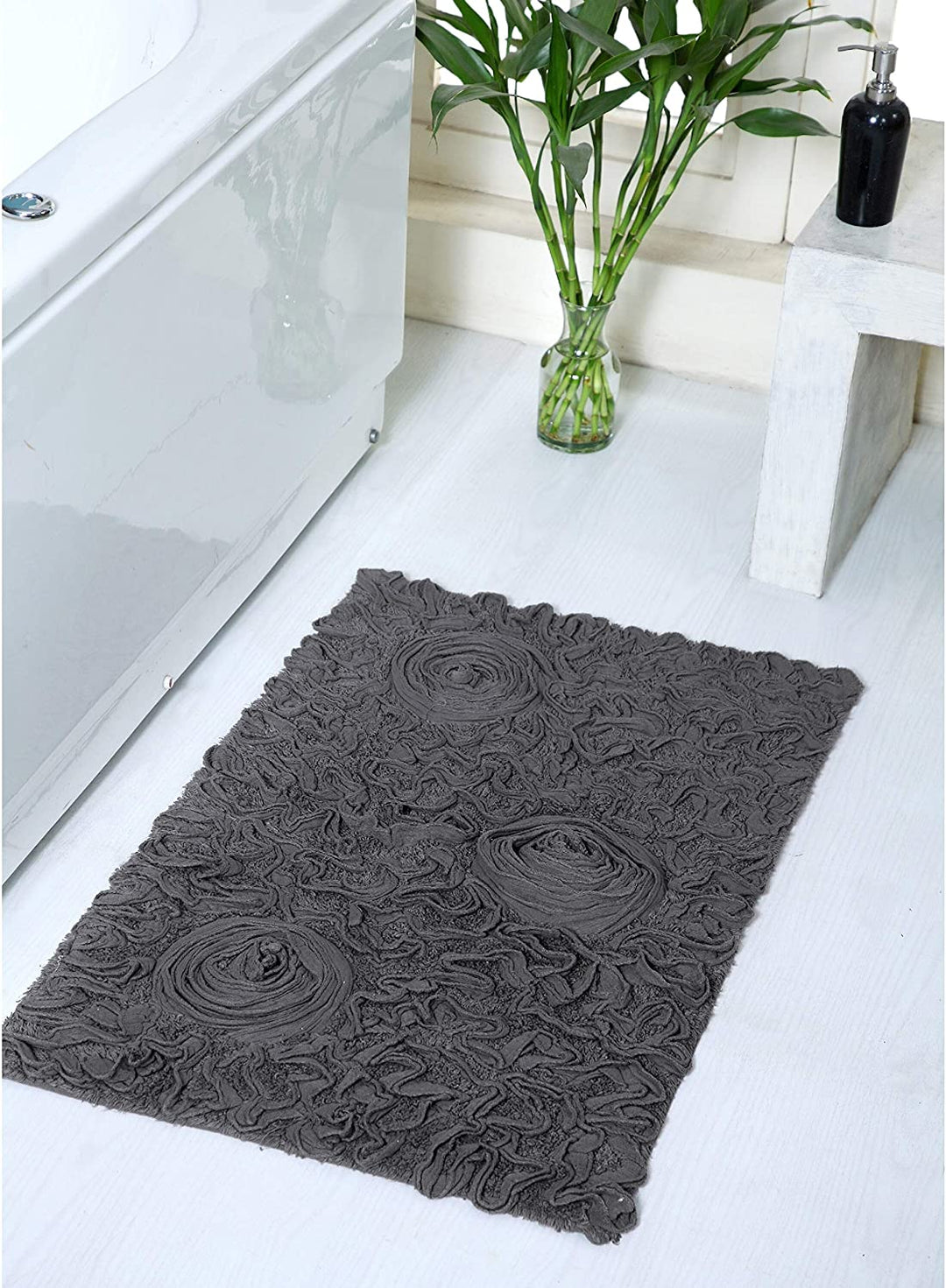 Bell Flower Bath Rug 21"x34" Grey