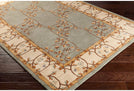 Hand Tufted Traditional Floral Slate Grey Wool Area Rug 4' Square Border Transitional Contains Latex Handmade