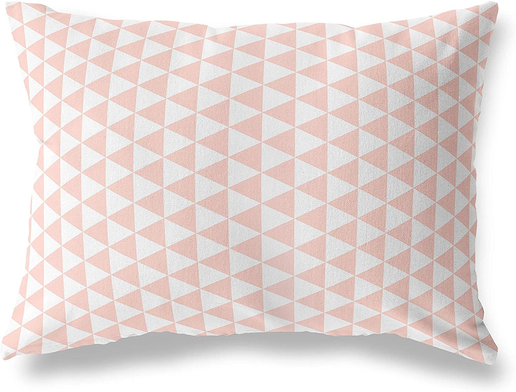 Triangle Maze Blush Lumbar Pillow by Pink Geometric Modern Contemporary Polyester Single Removable Cover