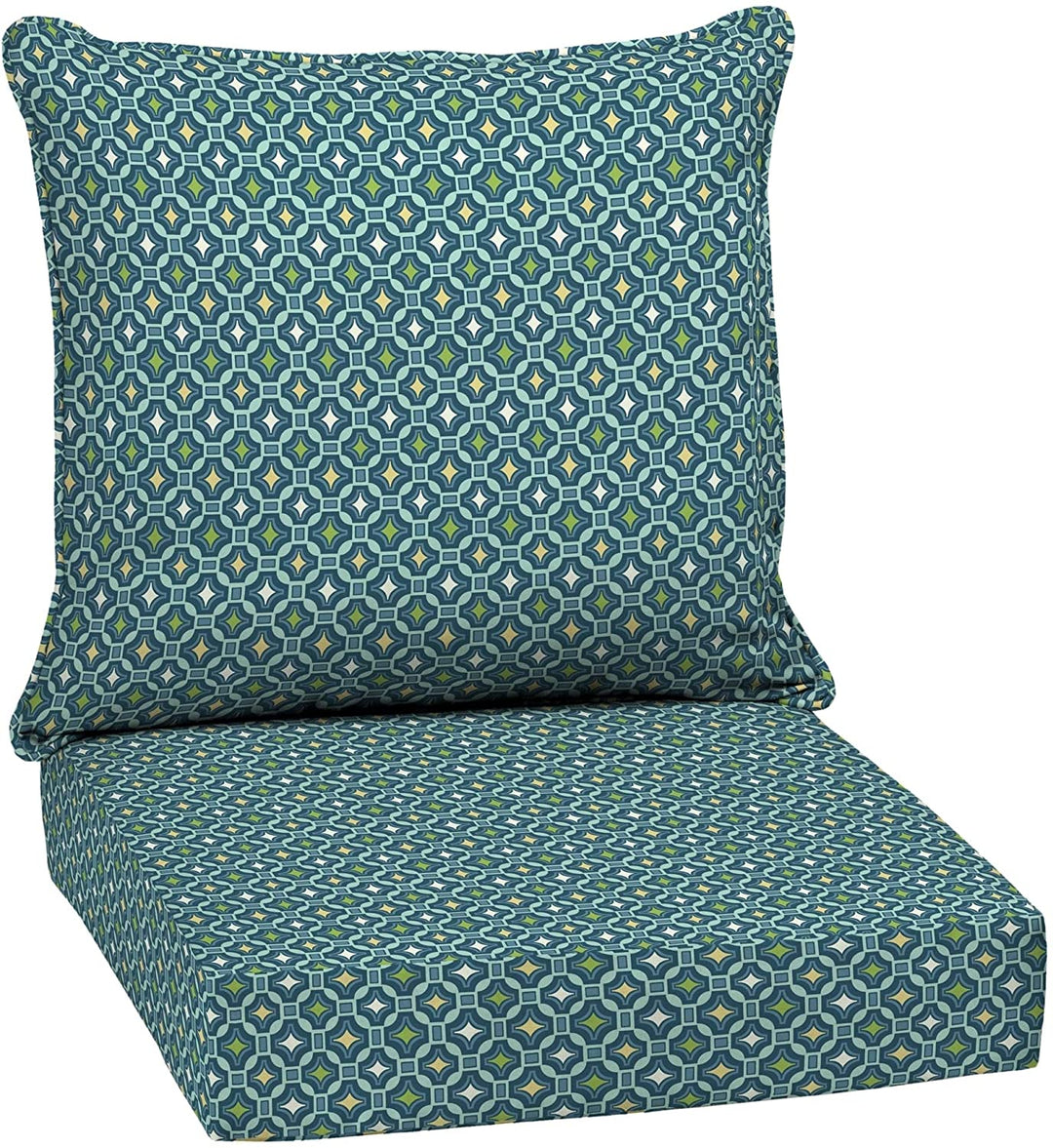 Tile Outdoor Deep Seat Set Blue Geometric Transitional