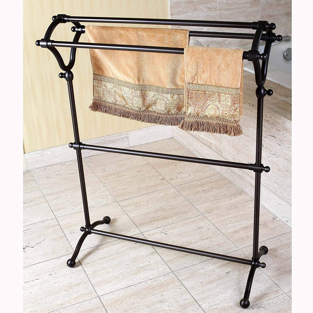 Pedestal Oil Rubbed Bronze Bath Towel Rack Brown Metal