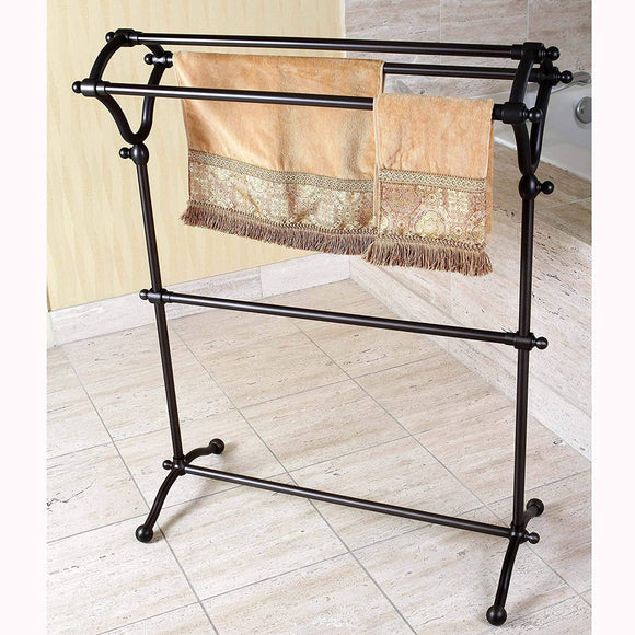 Pedestal Oil Rubbed Bronze Bath Towel Rack Brown Metal Finish