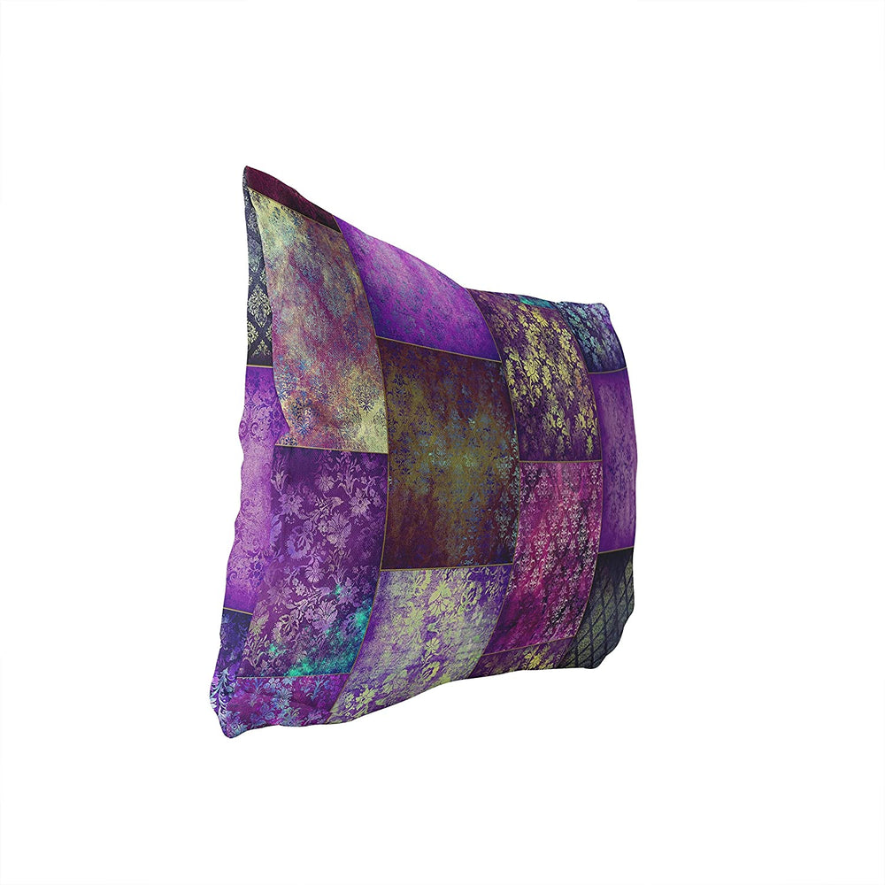 Eclectic Bohemian Patchwork Purple Lumbar Pillow Purple Geometric Bohemian Eclectic Polyester Single Removable Cover - Diamond Home USA