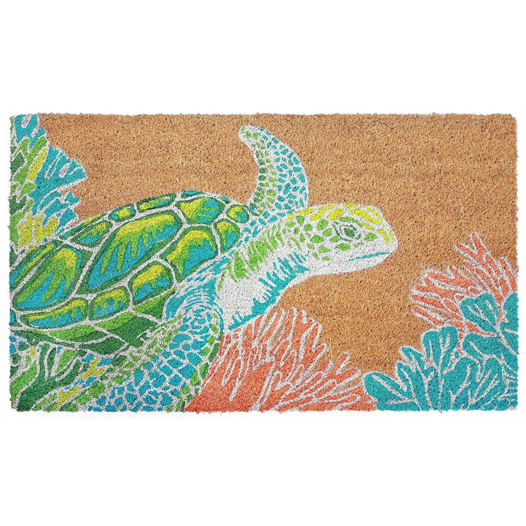 Giant Seaturtle Doormat Teal Coral Blue Green Seaturtle