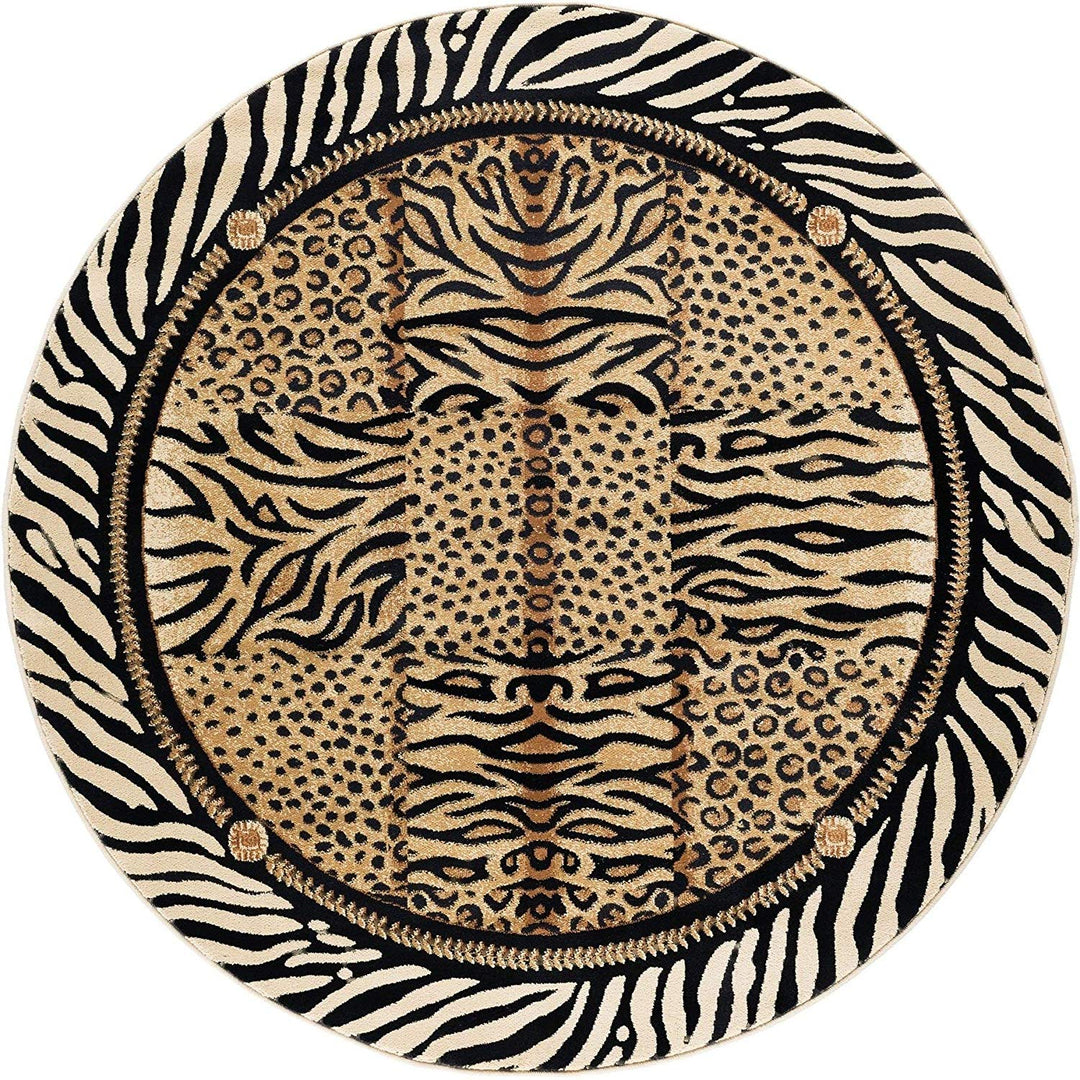 Wild Animal ircular Rug Exotic Safari Animals Zebra Tiger