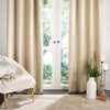UKN Single Curtain Panel Beige 96" L X 52" W Beige Solid Bohemian Eclectic Traditional Transitional Linen Rayon