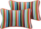 Colorful Stripe Blue Indoor/Outdoor Corded Lumbar Pillows Set 2 16 H X 26 W Color Solid Striped Modern Contemporary Traditional Transitional Fade