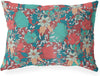 Indoor|Outdoor Lumbar Pillow 20x14 Red Floral Modern Contemporary Polyester Removable Cover