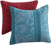 Cotton Quilted Cover Bohemian Lodge Pillow Set (Set 2) Blue Red Paisley Americana Eclectic Moroccan Two Pillows Removable