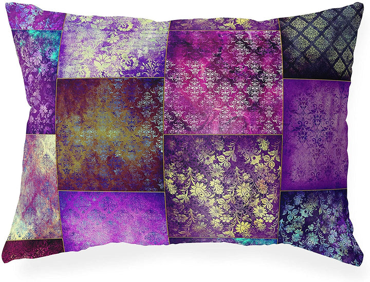 Eclectic Bohemian Patchwork Purple Lumbar Pillow Purple