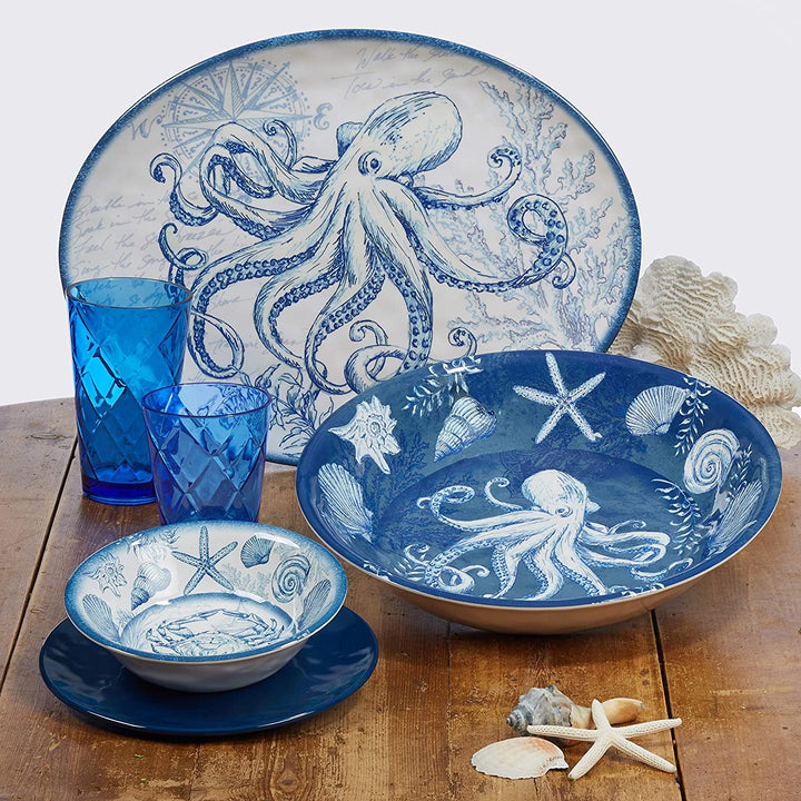 Oceanic 7 5 inch Melamine All Purpose Bowl (Set 6) Blue White Animal Modern Contemporary Round 6 Piece Dishwasher Safe