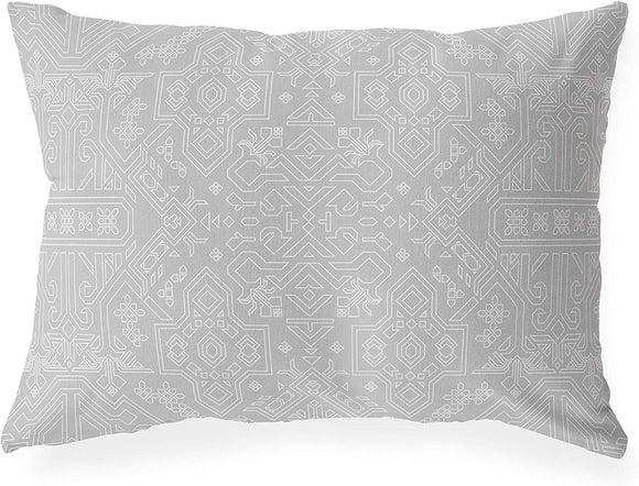 UKN Light Grey Lumbar Pillow Grey Geometric Southwestern Polyester Single Removable Cover