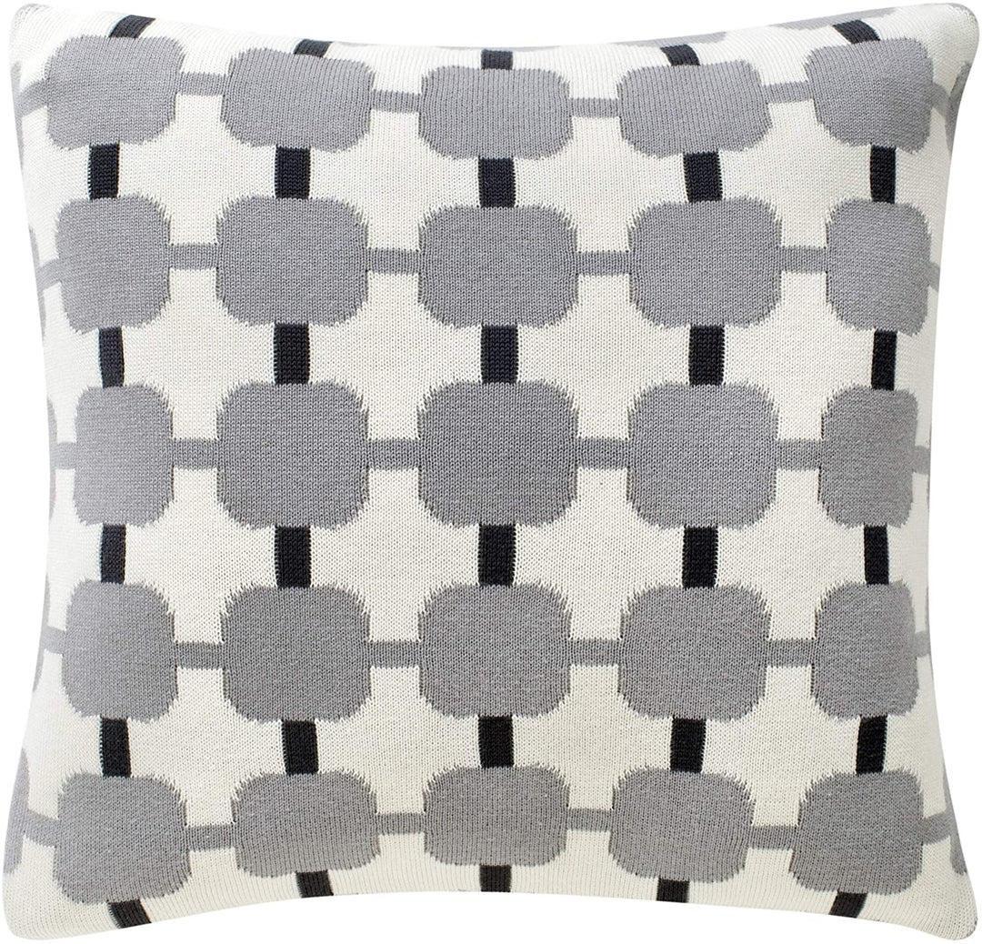 20 inch Retro Square Light Grey/Dark Decorative Pillow Geometric Mid Century Modern Contemporary One