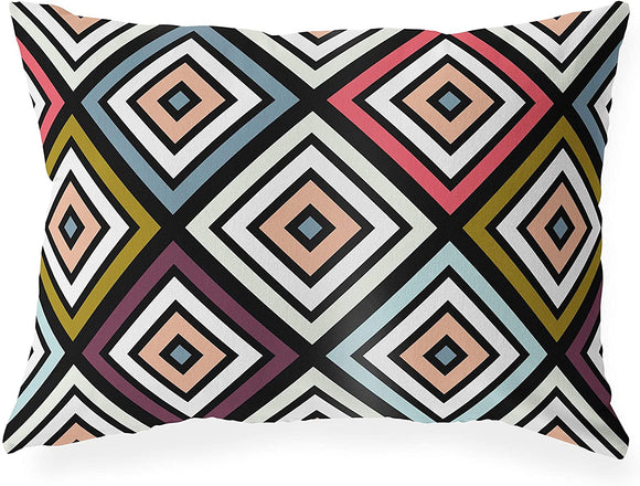 Indoor|Outdoor Lumbar Pillow 20x14 Tan Geometric Modern Contemporary Polyester Removable Cover